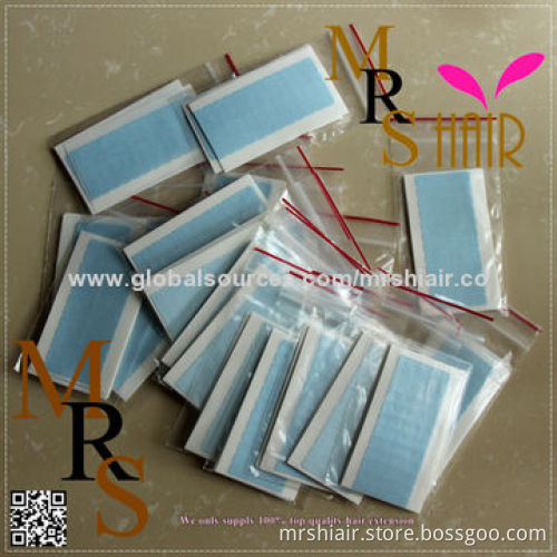 Super adhesives blue replacement tape for Brazilian hair, 4cm*0.8cm, 24 tabs, 2 sheets, double-sided
